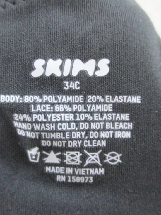 SKIMS Fits Everybody Lace Underwire Bra Womens 34C Onyx Black Scoop Sexy NEW - Picture 6 of 7